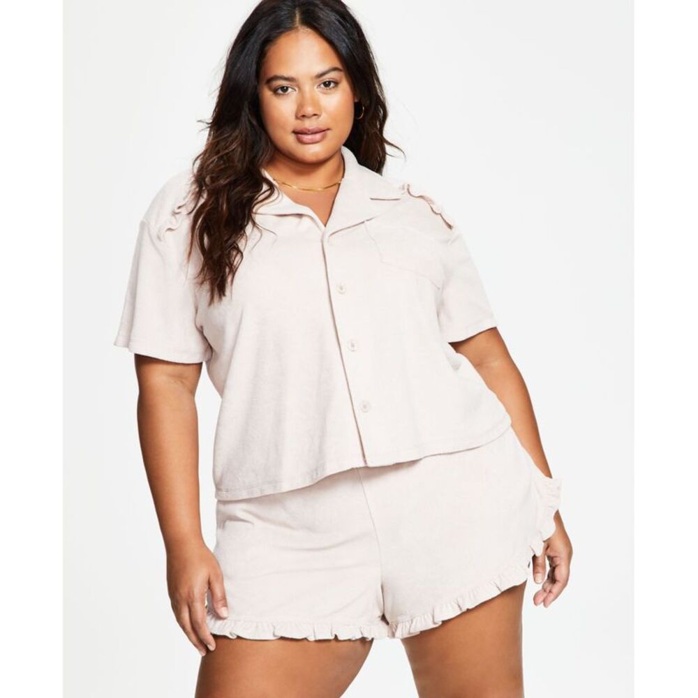 Bar III Trendy Plus Size Short Sleeve Shirt